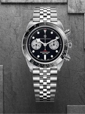 Pagani Design  men’s Chronograph Watch black jubilee bracelet Tudor style